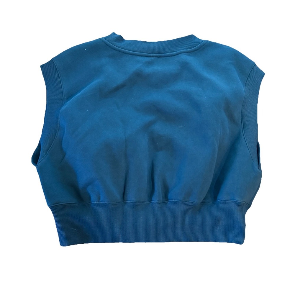 Nike Women's Navy Blue Crop Sleeveless Sweatshirt Swoosh Vest Logo Size Large - Picture 6 of 7